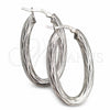 Argolla Mediana 02.389.0120.40 Plata Rodinada, Diseño de Torcido, Diamantado, Tono Plateado