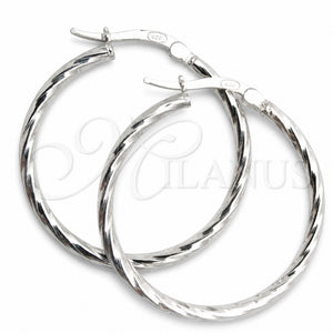 Argolla Pequeña 02.389.0127.25 Plata Rodinada, Diseño de Torcido, Diamantado, Tono Plateado