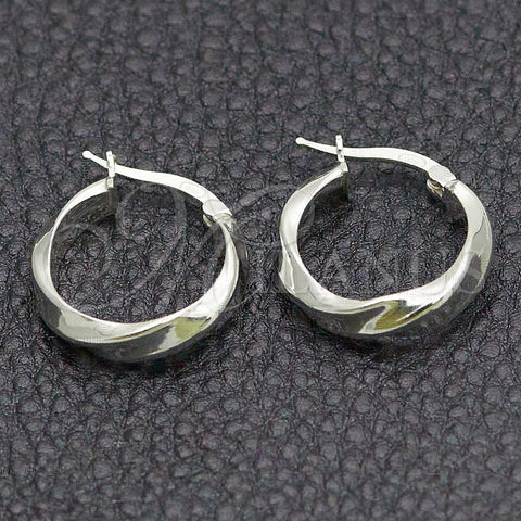 Argolla Pequeña 02.389.0132.15 Plata Rodinada, Diseño de Torcido, Diamantado, Tono Plateado