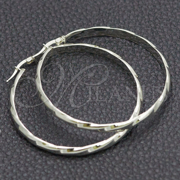 Argolla Grande 02.389.0132.50 Plata Rodinada, Diseño de Torcido, Diamantado, Tono Plateado