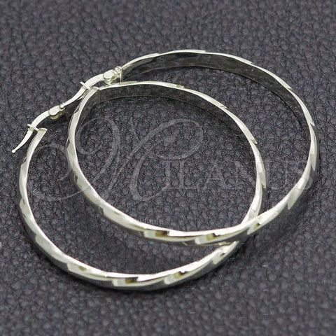 Argolla Grande 02.389.0132.50 Plata Rodinada, Diseño de Torcido, Diamantado, Tono Plateado