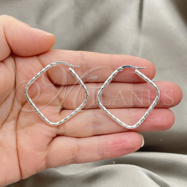 Argolla Mediana 02.389.0144.25 Plata Rodinada, Diseño de Torcido, Diamantado, Tono Plateado