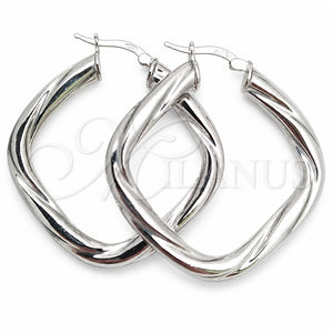 Argolla Mediana 02.389.0145.40 Plata Rodinada, Diseño de Torcido, Diamantado, Tono Plateado