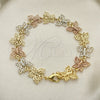 Pulsera Elegante 03.351.0135.08 Oro Laminado, Diseño de Mariposa, Pulido, Tres Tonos (14 MM Thickness, 8 Inches Length)