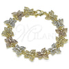 Pulsera Elegante 03.351.0135.08 Oro Laminado, Diseño de Mariposa, Pulido, Tres Tonos (14 MM Thickness, 8 Inches Length)