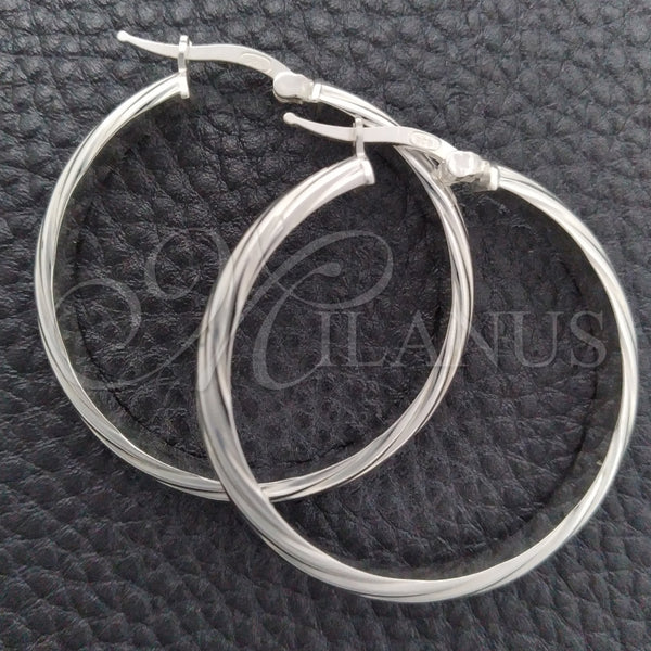 Argolla Mediana 02.389.0174.30 Plata Rodinada, Diseño de Torcido, Diamantado, Tono Plateado