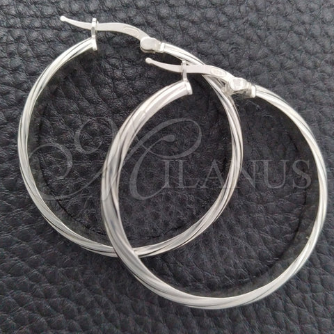 Argolla Mediana 02.389.0174.30 Plata Rodinada, Diseño de Torcido, Diamantado, Tono Plateado
