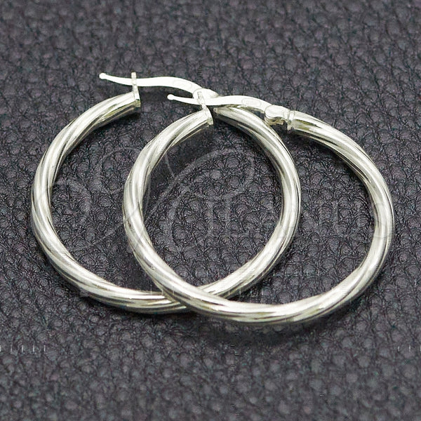 Argolla Mediana 02.389.0176.30 Plata Rodinada, Diseño de Torcido, Diamantado, Tono Plateado