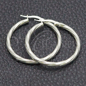 Argolla Mediana 02.389.0176.30 Plata Rodinada, Diseño de Torcido, Diamantado, Tono Plateado
