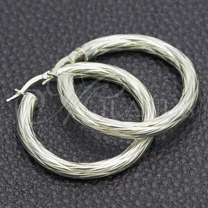 Argolla Mediana 02.389.0179.30 Plata Rodinada, Diseño de Torcido, Diamantado, Tono Plateado