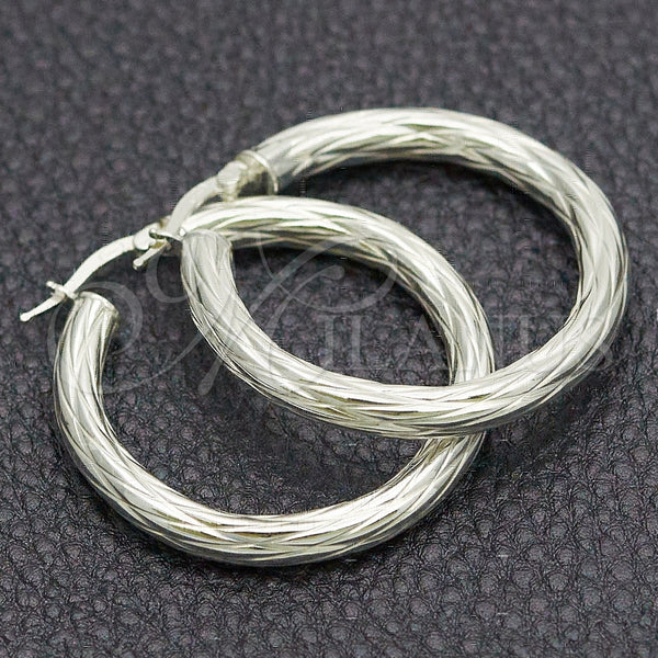 Argolla Mediana 02.389.0179.30 Plata Rodinada, Diseño de Torcido, Diamantado, Tono Plateado