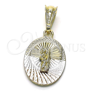Dije Religioso 05.351.0213 Oro Laminado, Diseño de San Judas, Diamantado, Tres Tonos