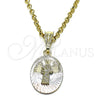 Dije Religioso 05.351.0214 Oro Laminado, Diseño de San Benito, Diamantado, Tres Tonos