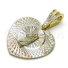 Dije Religioso 05.351.0215 Oro Laminado, Diseño de San Judas y Corazón, Diamantado, Tres Tonos