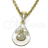 Dije Religioso 05.351.0218 Oro Laminado, Diseño de Sagrado Corazon de Jesus y Gota, Diamantado, Tres Tonos