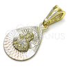 Dije Religioso 05.351.0218 Oro Laminado, Diseño de Sagrado Corazon de Jesus y Gota, Diamantado, Tres Tonos