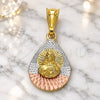 Dije Religioso 05.351.0218 Oro Laminado, Diseño de Sagrado Corazon de Jesus y Gota, Diamantado, Tres Tonos