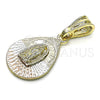 Dije Religioso 05.351.0219 Oro Laminado, Diseño de Guadalupe y Gota, Diamantado, Tres Tonos