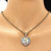 Dije Religioso 05.351.0220 Oro Laminado, Diseño de San Judas y Corazón, Diamantado, Tres Tonos