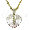 Dije Religioso 05.351.0220 Oro Laminado, Diseño de San Judas y Corazón, Diamantado, Tres Tonos