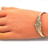 Aro Individual 07.253.0021 Oro Laminado, Diseño de San Benito y Corazón, Diamantado, Tono Dorado (05 MM Thickness, One size fits all)