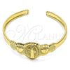 Aro Individual 07.253.0021 Oro Laminado, Diseño de San Benito y Corazón, Diamantado, Tono Dorado (05 MM Thickness, One size fits all)