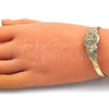Aro Individual 07.253.0023 Oro Laminado, Diseño de San Judas y Corazón, con Rubi Zirconia Cubica, Diamantado, Tono Dorado (05 MM Thickness, One size fits all)