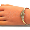 Aro Individual 07.253.0024 Oro Laminado, Diseño de Caridad del Cobre y Corazón, Diamantado, Tono Dorado (05 MM Thickness, One size fits all)