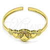 Aro Individual 07.253.0024 Oro Laminado, Diseño de Caridad del Cobre y Corazón, Diamantado, Tono Dorado (05 MM Thickness, One size fits all)