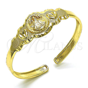 Aro Individual 07.253.0024 Oro Laminado, Diseño de Caridad del Cobre y Corazón, Diamantado, Tono Dorado (05 MM Thickness, One size fits all)