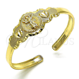 Aro Individual 07.253.0025 Oro Laminado, Diseño de Divino Niño y Corazón, Diamantado, Tono Dorado (05 MM Thickness, One size fits all)