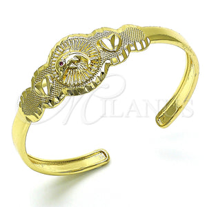 Aro Individual 07.253.0026 Oro Laminado, Diseño de Delfín y Corazón, con Rubi Zirconia Cubica, Diamantado, Tono Dorado (05 MM Thickness, One size fits all)