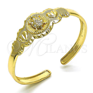 Aro Individual 07.253.0027 Oro Laminado, Diseño de Tortuga y Corazón, con Blanca Zirconia Cubica, Diamantado, Tono Dorado (05 MM Thickness, One size fits all)