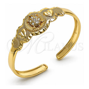 Aro Individual 07.253.0027 Oro Laminado, Diseño de Tortuga y Corazón, con Zirconia Cubica Blanca, Diamantado, Tono Dorado (Grosor 05 MM, Talla Unica)