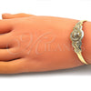 Aro Individual 07.253.0028 Oro Laminado, Diseño de Búho y Corazón, con Rubi Zirconia Cubica, Diamantado, Tono Dorado (05 MM Thickness, One size fits all)