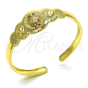 Aro Individual 07.253.0028 Oro Laminado, Diseño de Búho y Corazón, con Rubi Zirconia Cubica, Diamantado, Tono Dorado (05 MM Thickness, One size fits all)