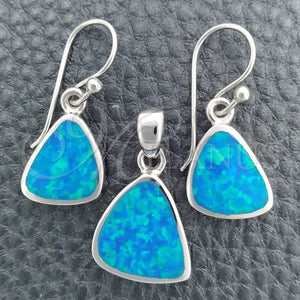 Juego de Arete y Dije de Adulto 10.391.0001 Plata Rodinada, con Opal Bermuda Blue, Pulido, Tono Plateado