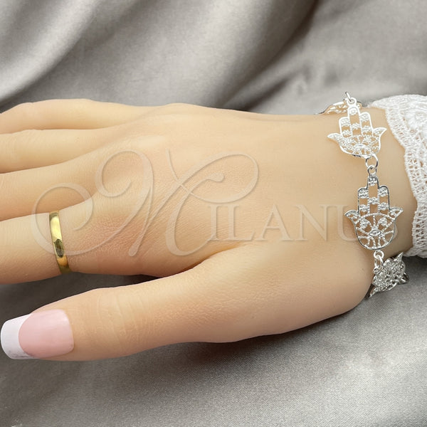 Pulsera Elegante 03.392.0001.07 Plata Rodinada, Diseño de Mano de Dios, Pulido, Tono Plateado (Grosor 17 MM, 7 Pulgadas de Largo)