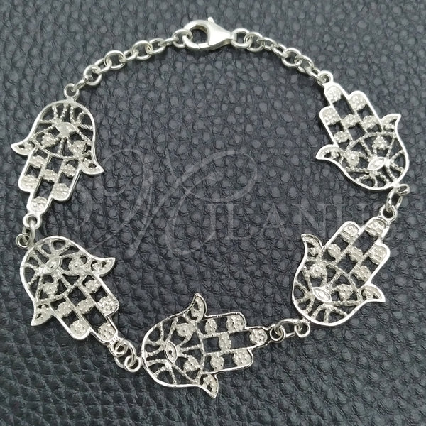 Pulsera Elegante 03.392.0001.07 Plata Rodinada, Diseño de Mano de Dios, Pulido, Tono Plateado (Grosor 17 MM, 7 Pulgadas de Largo)