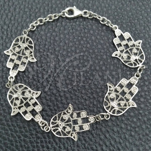 Pulsera Elegante 03.392.0001.07 Plata Rodinada, Diseño de Mano de Dios, Pulido, Tono Plateado (Grosor 17 MM, 7 Pulgadas de Largo)