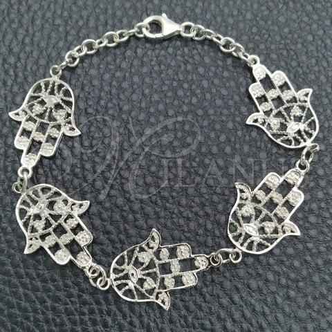 Pulsera Elegante 03.392.0001.07 Plata Rodinada, Diseño de Mano de Dios, Pulido, Tono Plateado (Grosor 17 MM, 7 Pulgadas de Largo)