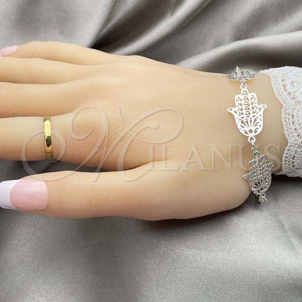 Pulsera Elegante 03.392.0002.07 Plata Rodinada, Diseño de Mano de Dios, Pulido, Tono Plateado (Grosor 17 MM, 7 Pulgadas de Largo)