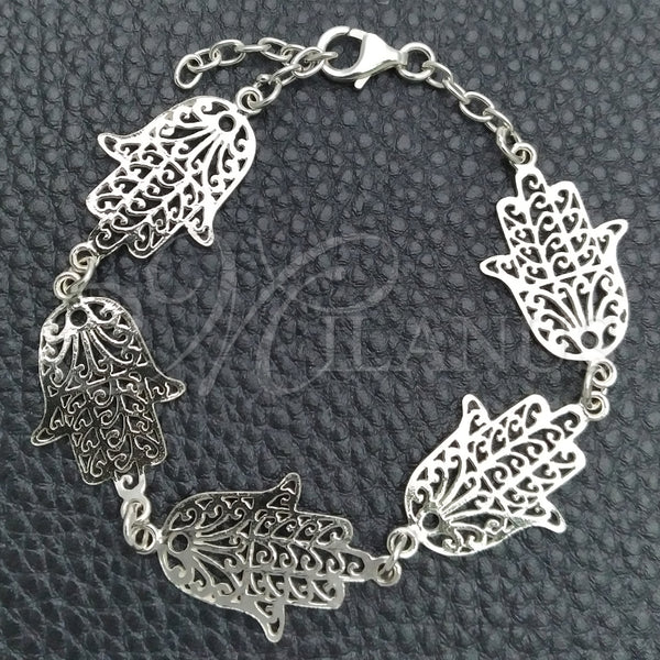 Pulsera Elegante 03.392.0002.07 Plata Rodinada, Diseño de Mano de Dios, Pulido, Tono Plateado (Grosor 17 MM, 7 Pulgadas de Largo)
