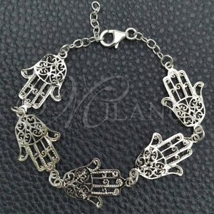 Pulsera Elegante 03.392.0003.07 Plata Rodinada, Diseño de Mano de Dios, Pulido, Tono Plateado (Grosor 16 MM, 7 Pulgadas de Largo)