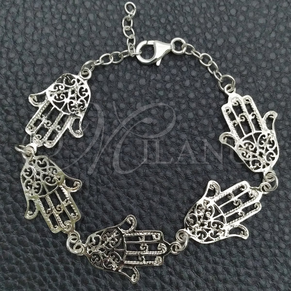 Pulsera Elegante 03.392.0003.07 Plata Rodinada, Diseño de Mano de Dios, Pulido, Tono Plateado (Grosor 16 MM, 7 Pulgadas de Largo)