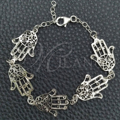 Pulsera Elegante 03.392.0003.07 Plata Rodinada, Diseño de Mano de Dios, Pulido, Tono Plateado (Grosor 16 MM, 7 Pulgadas de Largo)