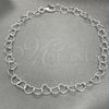 Pulsera Elegante 03.392.0008.07 Plata Rodinada, Diseño de Corazón, Pulido, Tono Plateado (Grosor 06 MM, 7 Pulgadas de Largo)