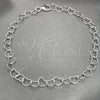 Pulsera Elegante 03.392.0008.07 Plata Rodinada, Diseño de Corazón, Pulido, Tono Plateado (Grosor 06 MM, 7 Pulgadas de Largo)