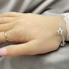 Pulsera de Dije 03.392.0010.07 Plata Rodinada, Diseño de Estrella y Rolo, Pulido, Tono Plateado (Grosor 03 MM, 7 Pulgadas de Largo)