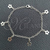 Pulsera de Dije 03.392.0011.07 Plata Rodinada, Diseño de Flor y Rolo, Pulido, Tono Plateado (Grosor 03 MM, 7 Pulgadas de Largo)